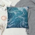 thumbnail image 2 of Shangniulu  Square Throw Pillow Cover, Ocean Beach Theme Sea Waves Soft Short Plush Cushion Covers 18" x 18", Pillowcases Sofa Couch Home Decoration, 2 of 5