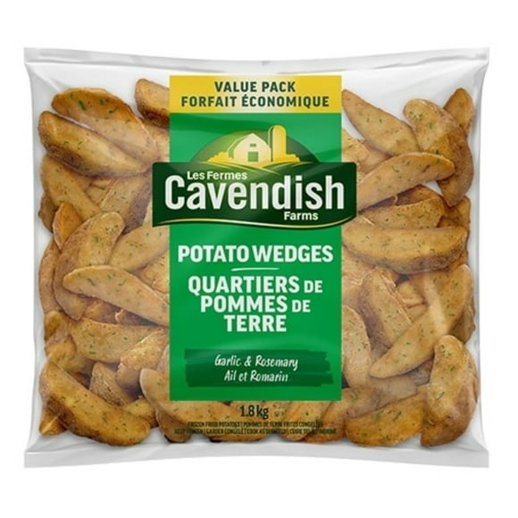 Quartiers de pommes de terre des Fermes Cavendish à l'ail et au romarin 1,8 kg