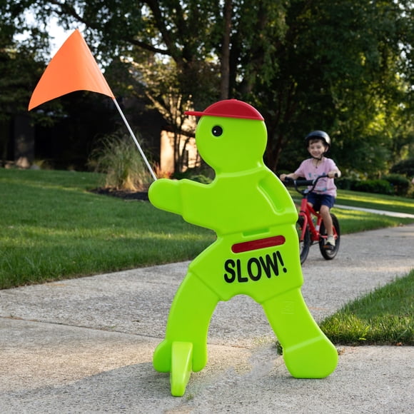 Step2 Kid Alert! V.W.S. Safety Sign, Kids at Play Signage for Neighborhoods, 32-Inch Tall Reflective Caution Sign with Warning Flag