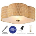 thumbnail image 4 of C Cattleya 2-Light Farmhouse Rattan Ceiling Flush Mount with Glass Bottom for Bedroom,Entrance,Island(E26), 4 of 8