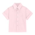 thumbnail image 4 of XADYUY Girls Button Down Shirts Size 10-12 Short Sleeve Collared Girls Blouses Summer Trendy Cotton Linen Spring Shirts for Girls 3-4 Years Light pink, 4 of 6