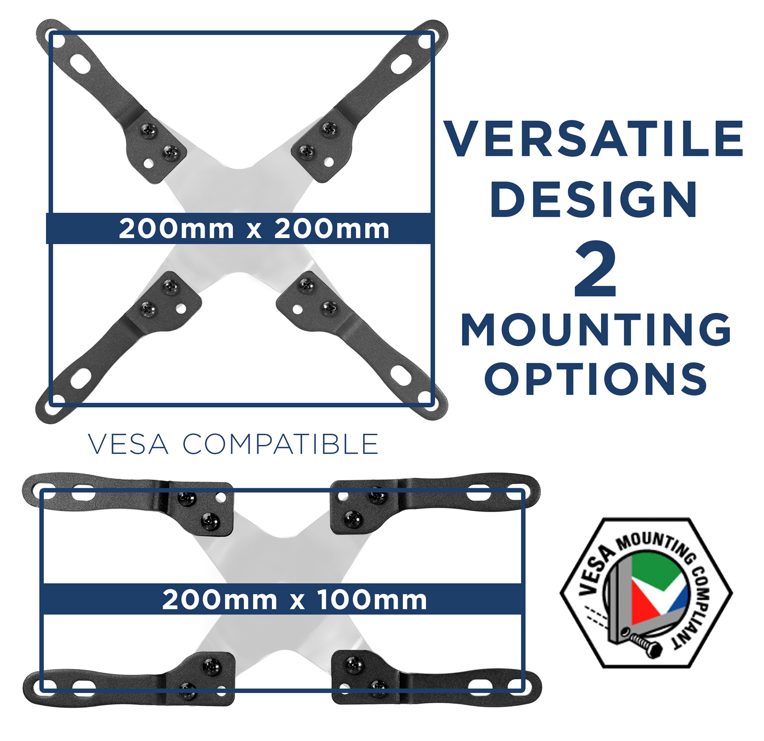 Mount-It! VESA Mount Adapter Kit, TV Wall Mount Bracket Adapter Converts 75x75 and 100x100 mm Patterns to 200x100 and 200x200 mm, Fits Most 23 inch to 42 inch TV's and Monitors, Hardware Included - image 4 of 8