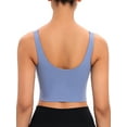 thumbnail image 4 of SAYFUT Women Sports Bra Yoga Bra with Padded Fitness Workout Running Shirts Yoga Crop Tank Top Yoga Vest Sleeveless T-Shirt Plus Size XS-XL ,Black/Blue, 4 of 6