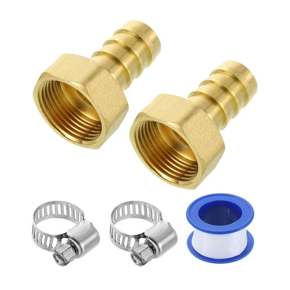2Pcs Brass Hose Barb Fittings, 5/8" Barb x G3/4" Female Thread Hose Connector