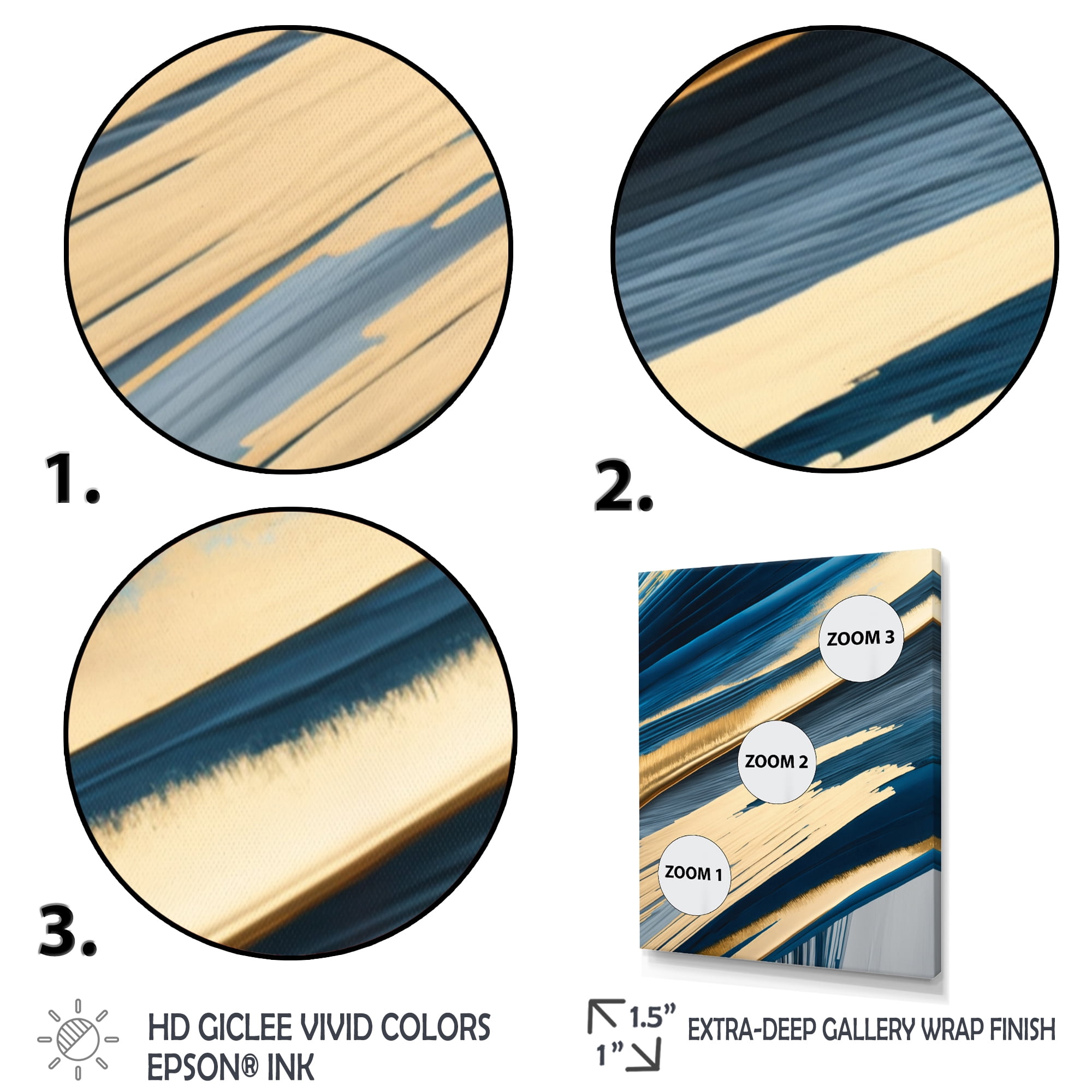 Designart Bold Blue Brush Strokes I Canvas Wall Art