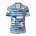 thumbnail image 2 of Daiia Fish And Shark Pattern Men’s Polo Shirts,Solid Deck Shirt,Classic Fit, Breathable Cotton Polo for Casual and Sport Wear-Large, 2 of 7