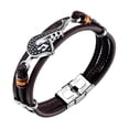 thumbnail image 2 of Pulsera de cuero de PU con guitarra, pulsera , regalo apilable, brazalete étnico marrón roca para cumpleaños y hombres, 2 of 8