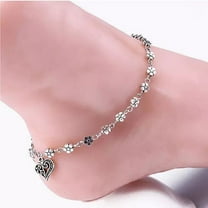 Vista Shops Vintage Heart Flower Anklet, Fashion Jewelry, Includes Gift Pack, 10 in, Daisy Chain