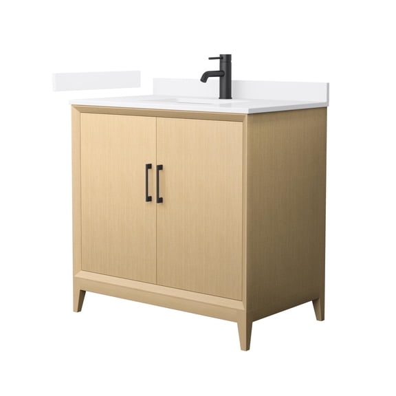 Wyndham Collection Wch7575-36S-Qtz-Unsmxx Janna 36" Free Standing Single Basin Vanity Set