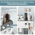 thumbnail image 4 of Toothbrush Holder Wall Mounted Toothbrush Holder for Bathroom with Automatic Toothpaste Dispensers Toothbrush Slots Magnetic Cups Cosmetic Drawer Organizer and Large Storage Tr, 4 of 7