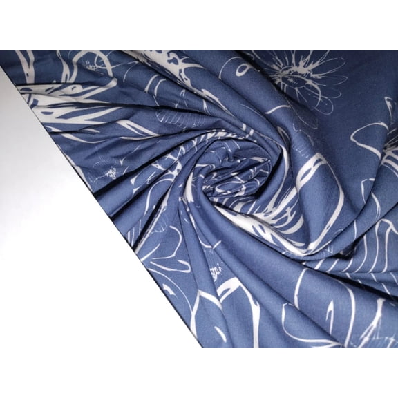 100% Cotton Poplin Print 58" wide Carolina Blue and white floral [15892]