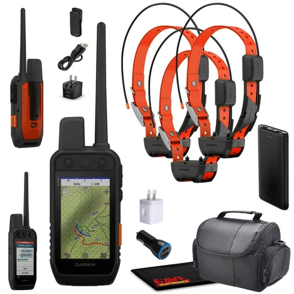 Garmin Alpha 300i Handheld Advanced Dogs Tracking & Training System with inReach Technology Bundle with 3x Garmin Dog Collars Alpha TT25 Tracker & Training Collar with GPS Portable Charger and more