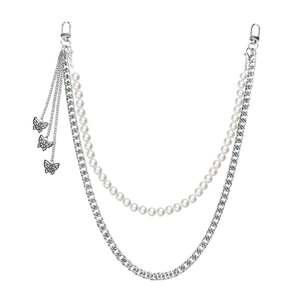 HeroNeo Punk Pant Chain Belt Female Hip Hop Pearl Bead Butterfly