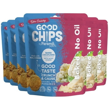 GOOD CHIPS Baked Cauliflower Aged Cheese Chips, 6-Pack, 1.23oz Bags