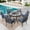 Black & Blue, variant on SUMMIT LIVING 7-Piece Outdoor Patio Dining Set with 6 Cushioned Chairs & Metal Round Table with Umbrella Hole, Black & Red