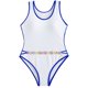 thumbnail image 1 of Gibobby Trajes de Baño Mujer Completo Traje de baño de las traje de baño sexy azul borde traje de baño playa traje de baño(Blanco,XL), 1 of 5