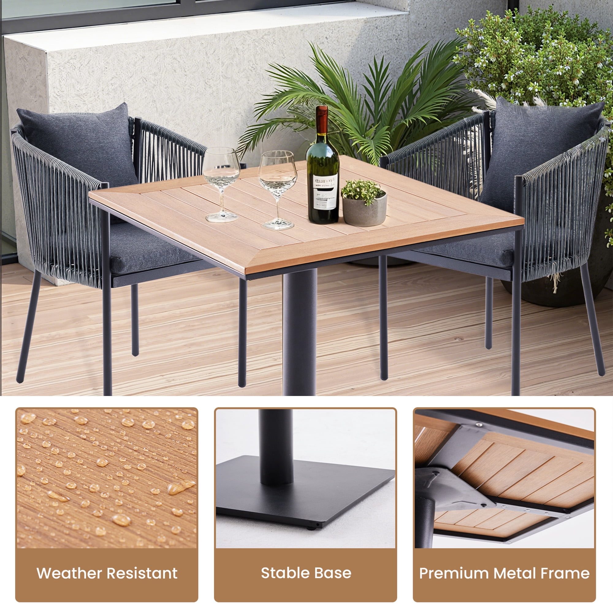 MAYEERTY Outdoor 2-Piece Rattan Patio Dining Chair Set with Cushions for Garden, Backyard & Poolside