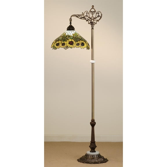 Meyda Tiffany - 65834 - One Light Bridge Arm Floor Lamp - Wild Sunflower - Purple/Blue Ia Amber-280pack
