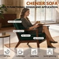 thumbnail image 5 of CQSXDA  Modern Design Fabric Cushioned Armchair with Wooden Armrests and Lumbar Pillow for Living Room or Office, Green, 5 of 16