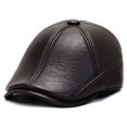 thumbnail image 1 of Versión coreana de moda del sombrero de hombre de invierno de combinación completa de cuero de imitación de ocio engrosado para mediana edad y ancianos gorra de protección cálida para los, 1 of 6