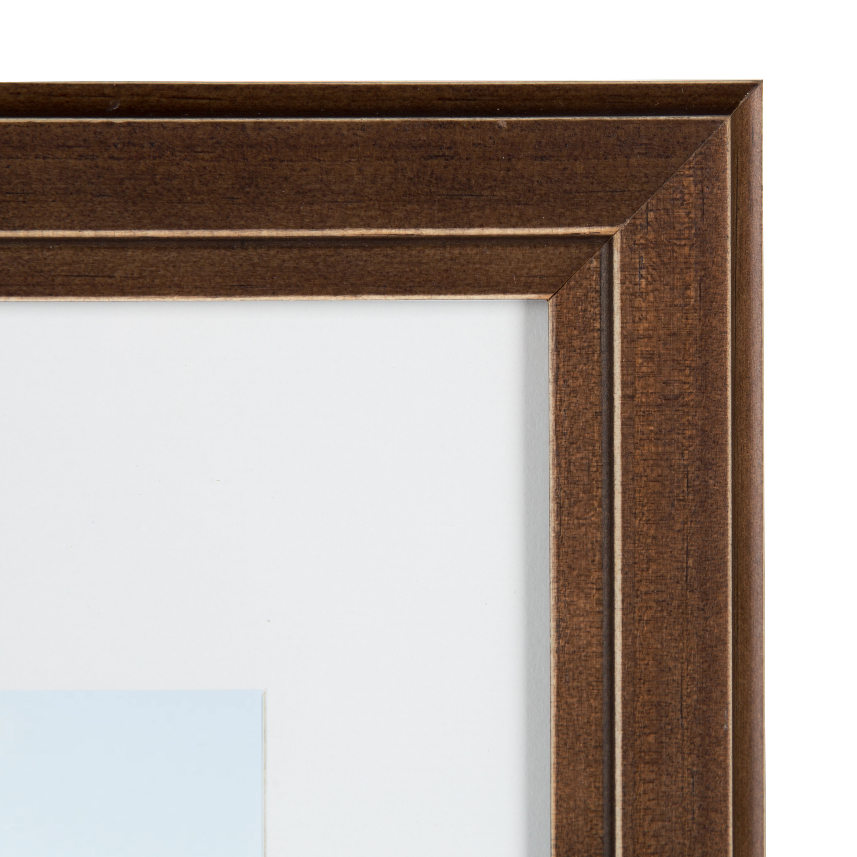 DesignOvation Kieva Solid Wood Picture Frames, Distressed Espresso Brown 11x14 matted to 8x10, Pack of 4