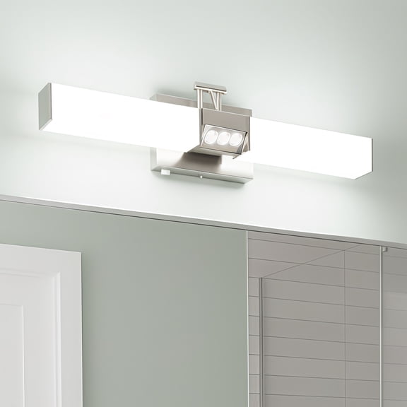 3-Light LED Vanity Light Bar for Bathroom and Makeup with 2CCT Selectable Dimmable Square Shade Brushed Nickel