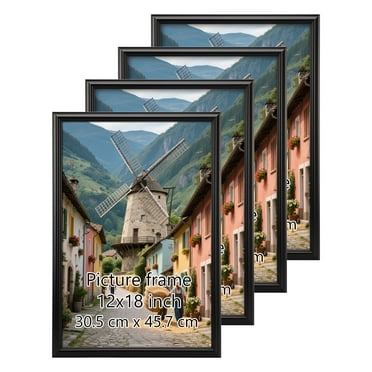 4-Pack 12x18 Poster Frames Set - Black Modern Gallery Picture Frames for Wall and Tabletop Decoration