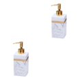 thumbnail image 3 of Ruiboury Distributeur de Savon en Résine Réutilisable pour Table Cuisine Douche Shampoing Salle de Bain Blanc Or 500ml 2Ensemble, 3 of 6