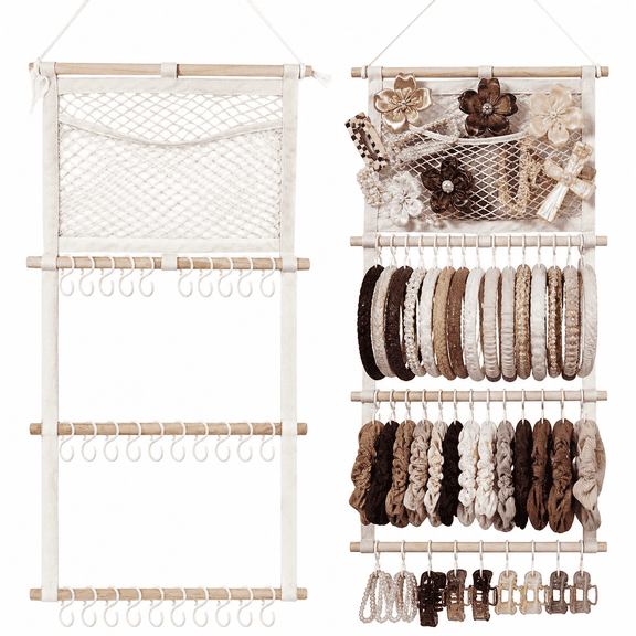 Headband Holder, Baby Girl Nursery Decor, Hair Accessories Organizer, Wall Mounted Headband Organizer, Large Capacity Bow Organizer for Toddler Girls Hair Bows and Hair Accessories Storage