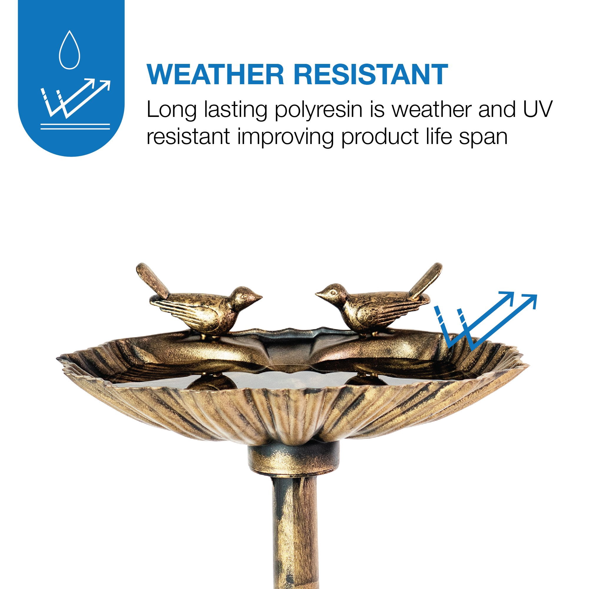 J&J Global LLC Sitting Pair Resin Birdbath - Bronze by Sun-Ray