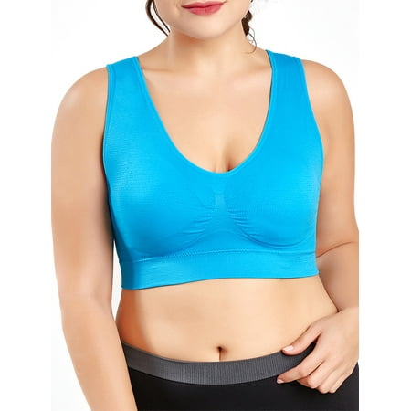 Skksst Womens Padded Sports Gym Running Vest Support Crop Top Bras Plus Size S-6XL