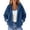 Blue, variant on Women's Short Fleece Jacket No Hood Full Zip Warm Outerwear with Side Pockets for Hiking, Travel, Outdoor Camping Red XL