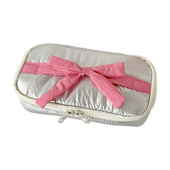 HengDidi Fashionable Soft Cloth Candy Color Bowknot Vertical Large Capacity Storage Bag for Stationery and Small Item Organizer Home Office Organization Basics