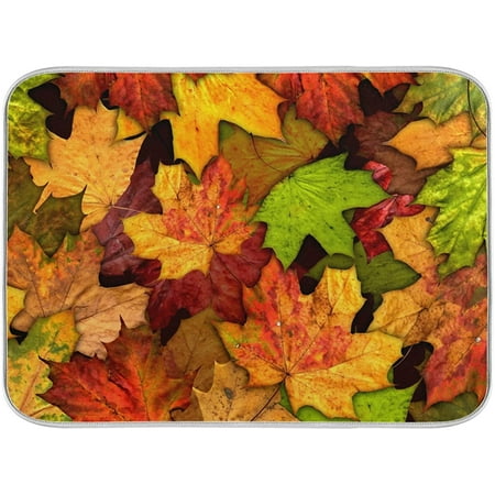 Dry Autumn Fall Leaves Dish Drying Mat 18x24 inch Yellow Green Red ...