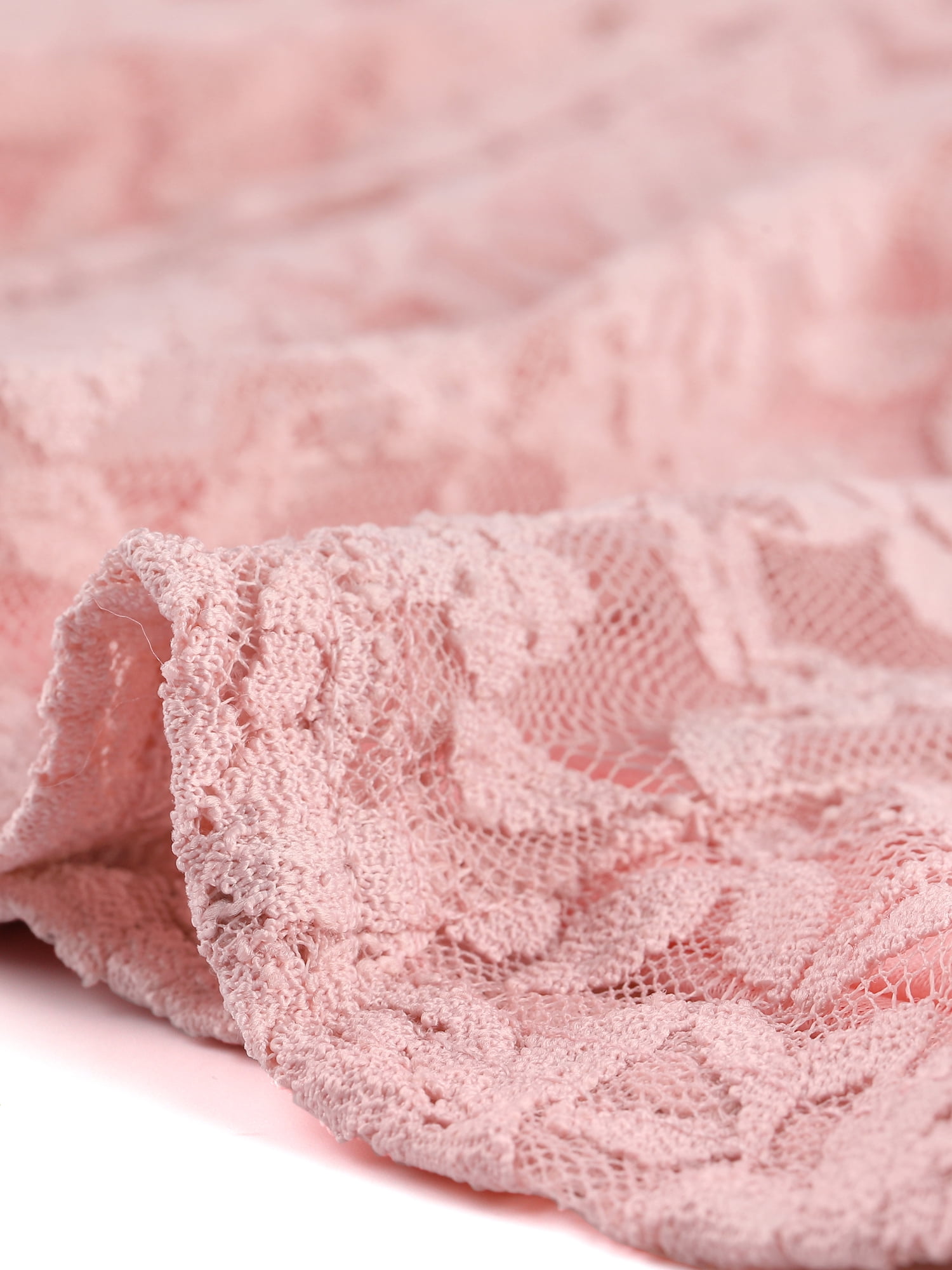 Unique Bargains Women's Lace Peplum Tops Round Neck Elegant Floral Lace Blouse S Pink
