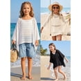 thumbnail image 5 of Landzoo Toddler Kids Boys Girls Shirts Solid Color Loose Batwing Long Sleeve Boat Neck T-Shirt Summer Open Crochet Knit Loose Fit Girls Tops Size 6-8 Years White, 5 of 9