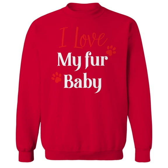 Ilovemyfurbaby Humor Graphic Red Men's Crewneck Sweatshirt