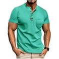 thumbnail image 2 of PNTUTB Men's Solid Color Collared Short Sleeve Button Placket Pocket Casual Loose Comfortable Blouse, 2 of 6