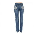 thumbnail image 2 of Jack David Women's Rhinestone Mid Rise Bootcut Stretchy Denim Jeans Pants (Bootcut Blue S96-pb), 2 of 3