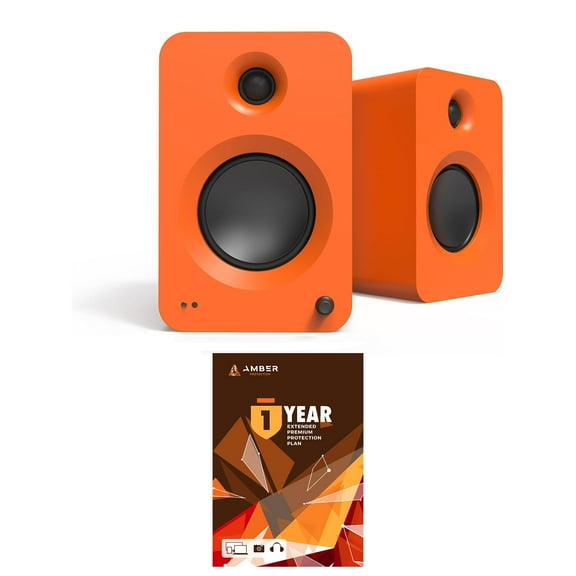 Kanto REN MO Bluetooth Powered Bookshelf Speakers - Matte Orange Pair with 1 Year Amber Protection Extension Plan (2024)