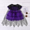 thumbnail image 4 of Vestido de fiesta de Halloween para niña con capa de bruja, disfraz de manga corta con estampado de araña, tutú de encaje y malla hasta la rodilla, 1 a 5 años, 4 of 5