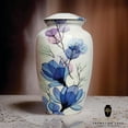 thumbnail image 4 of Ample Cremation Urn-Elegant White Urn with Bluish Floral Finish (Size=11x7 IN), 4 of 5