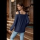 thumbnail image 2 of Blusa de Verano con Escote Cuadrado y Hombros Descubiertos para Mujer Azul Marino L, 2 of 8