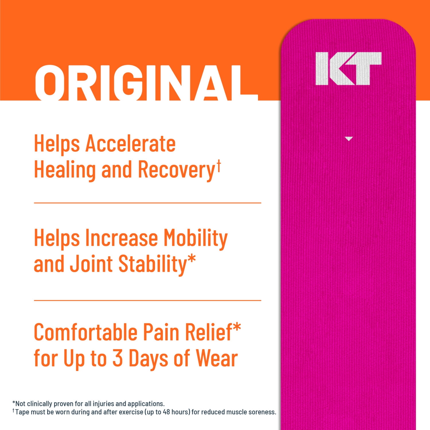 (2 pack) KT Tape Original Cotton Kinesiology Tape, Pink, 20 Precut Strips