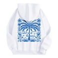 thumbnail image 6 of PUYAHG Womens Leisure Hoodies Top Floral Print Long Sleeve Hooded with Pockets Loose Fit Blouses for Ladies White,M, 6 of 7