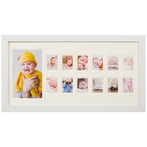 My First Year Photo Moments Baby Keepsake Frame with Double Mat, Stand and Hangers, Gift for Mother or Parents - White