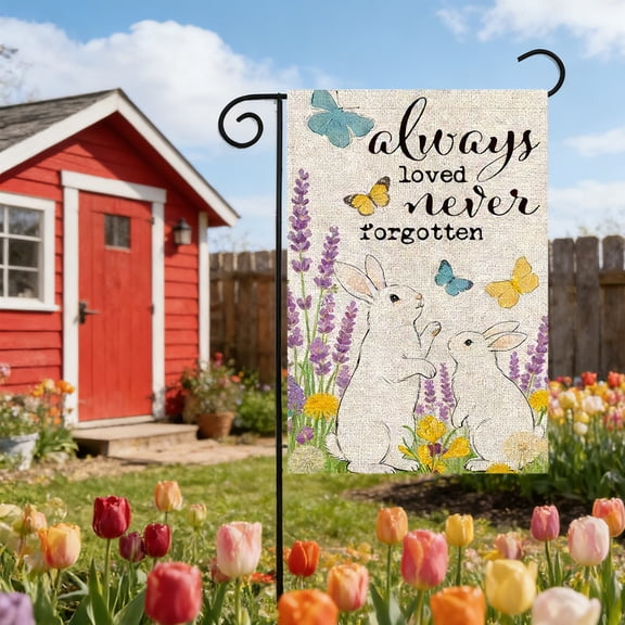 Uuiauoio Happy Easter Garden Flag 12x18 Double Sided, Holiday Farmhouse Floral Eggs Bunny Garden Flags Easter Outdoor Decorations, Small Decorative Yard Flags for Outside Lawn Porch Garden Décor