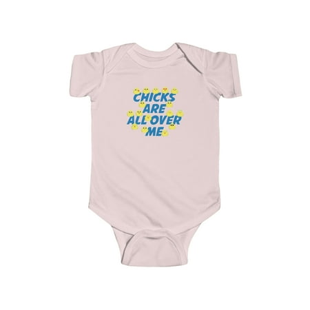 

Chicks All Over Me Cute Baby Easter Shirt Holiday Infant Bodysuit