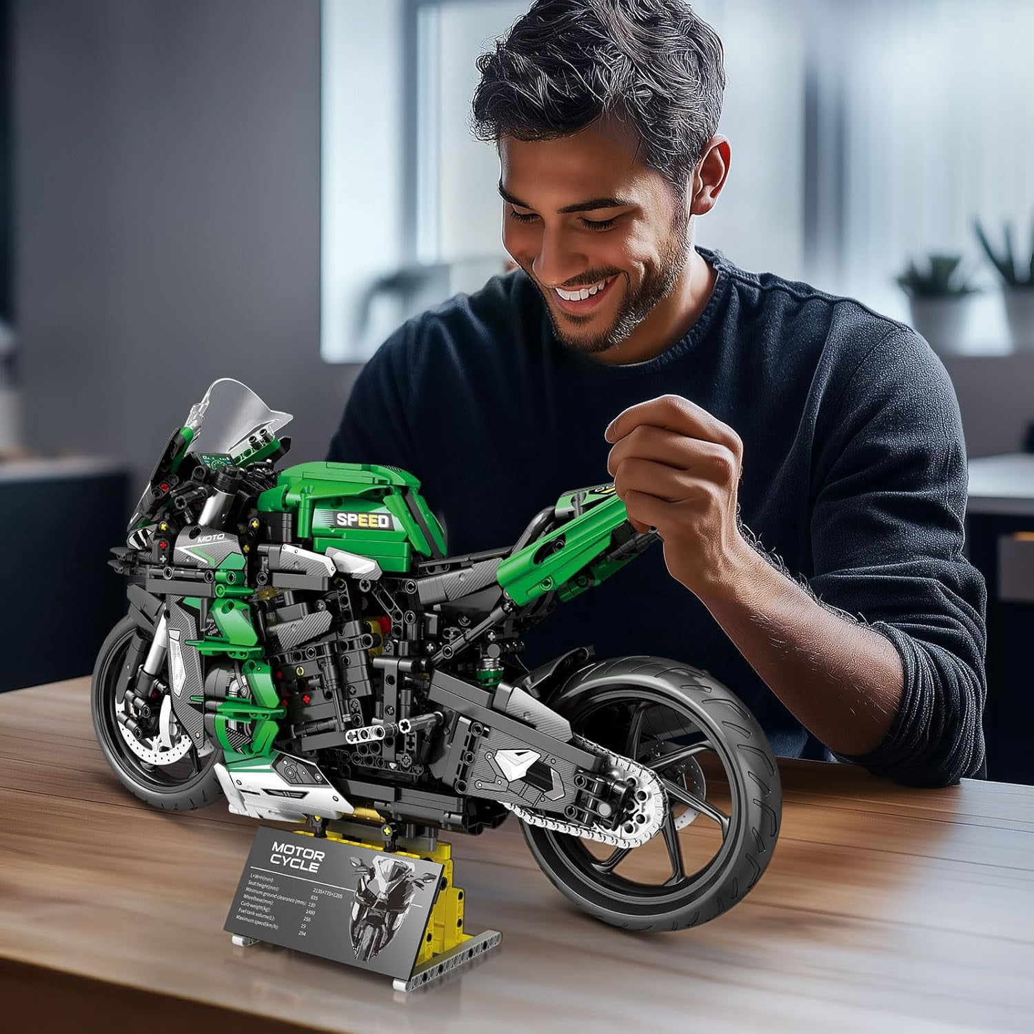 Motorcycle Building Sets for Adults, 1:5 Scale H2 SX SE Motorcycle Bike Model, Cool Technical Motorcycle Car Model Display for Home or Office Decor, (2088 PCS)