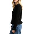 thumbnail image 3 of Women'S Solid Crew Neck Ruffle Hem Long Sleeve Knit Sweater, 3 of 8